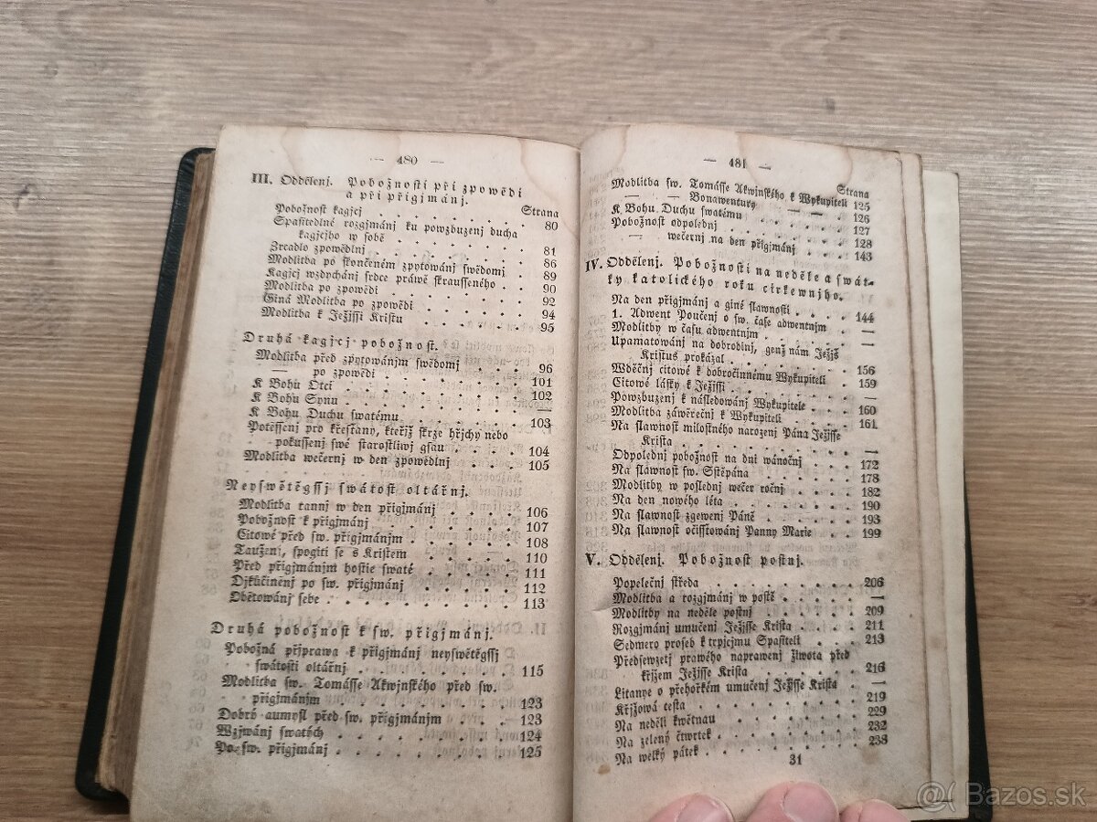 starožitná Kresťanská katolícka modlitební kniha 1835 - 6