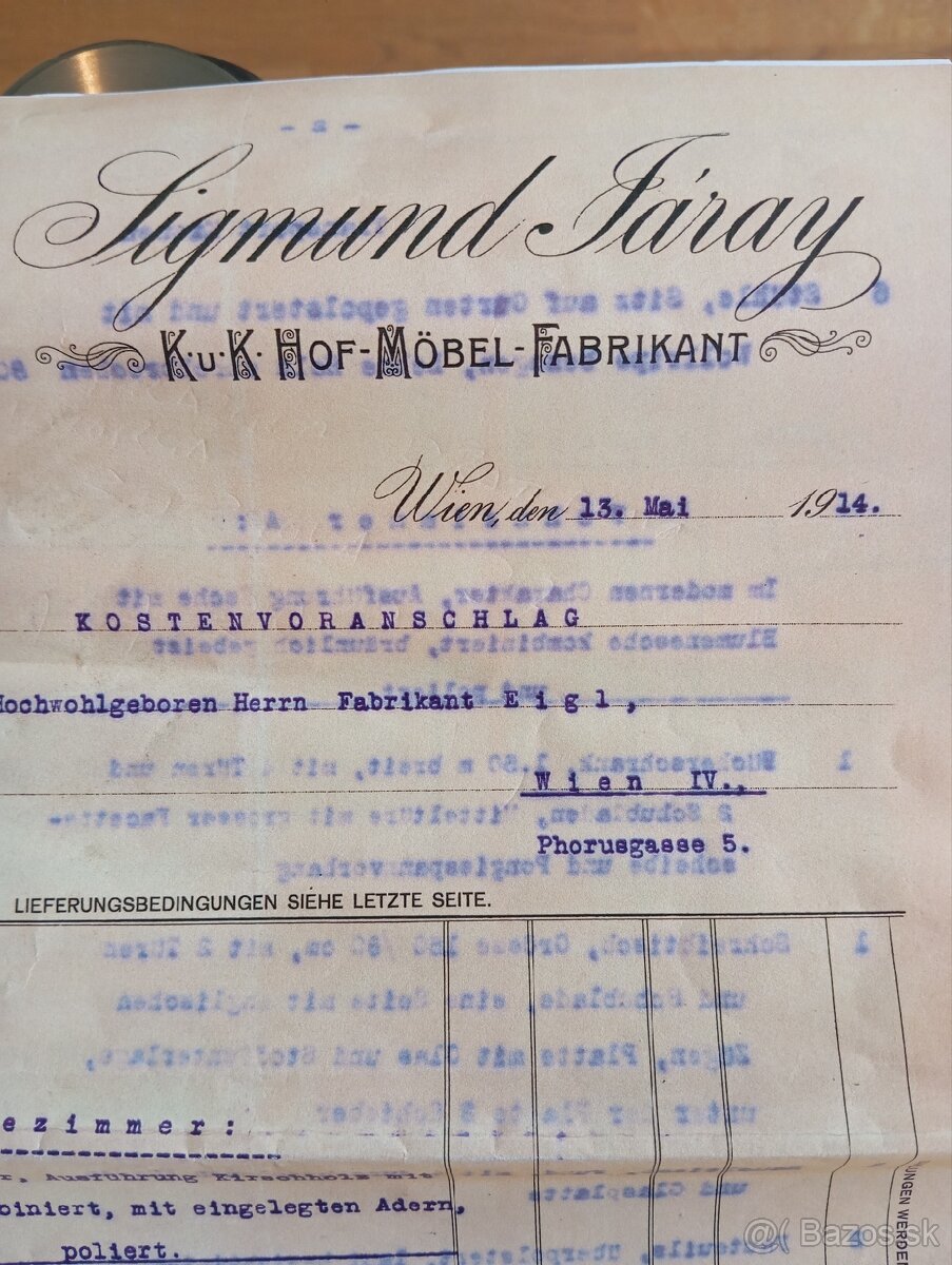⭐Sigmund Járay - jedálenská zostava, 1914 (s dokumentáciou)⭐ - 6