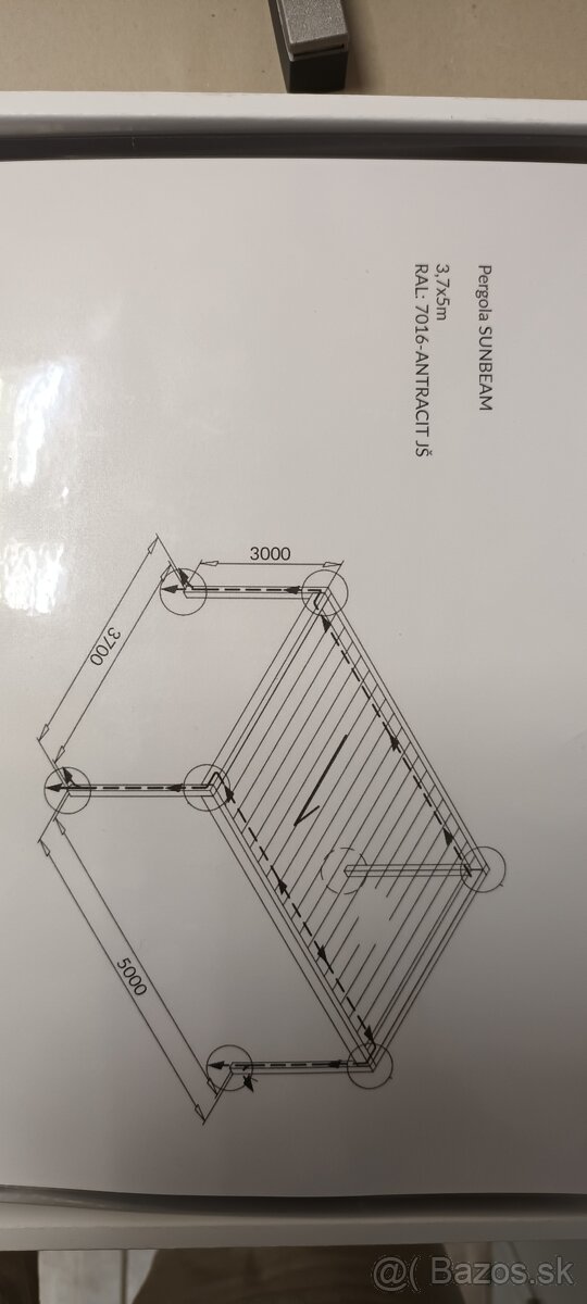 Bioklimatická pergola, 5x3,7m, antracit - 6