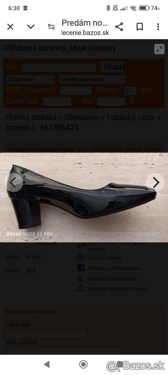 Predám dámske lodičky veľkosť:41 - 6