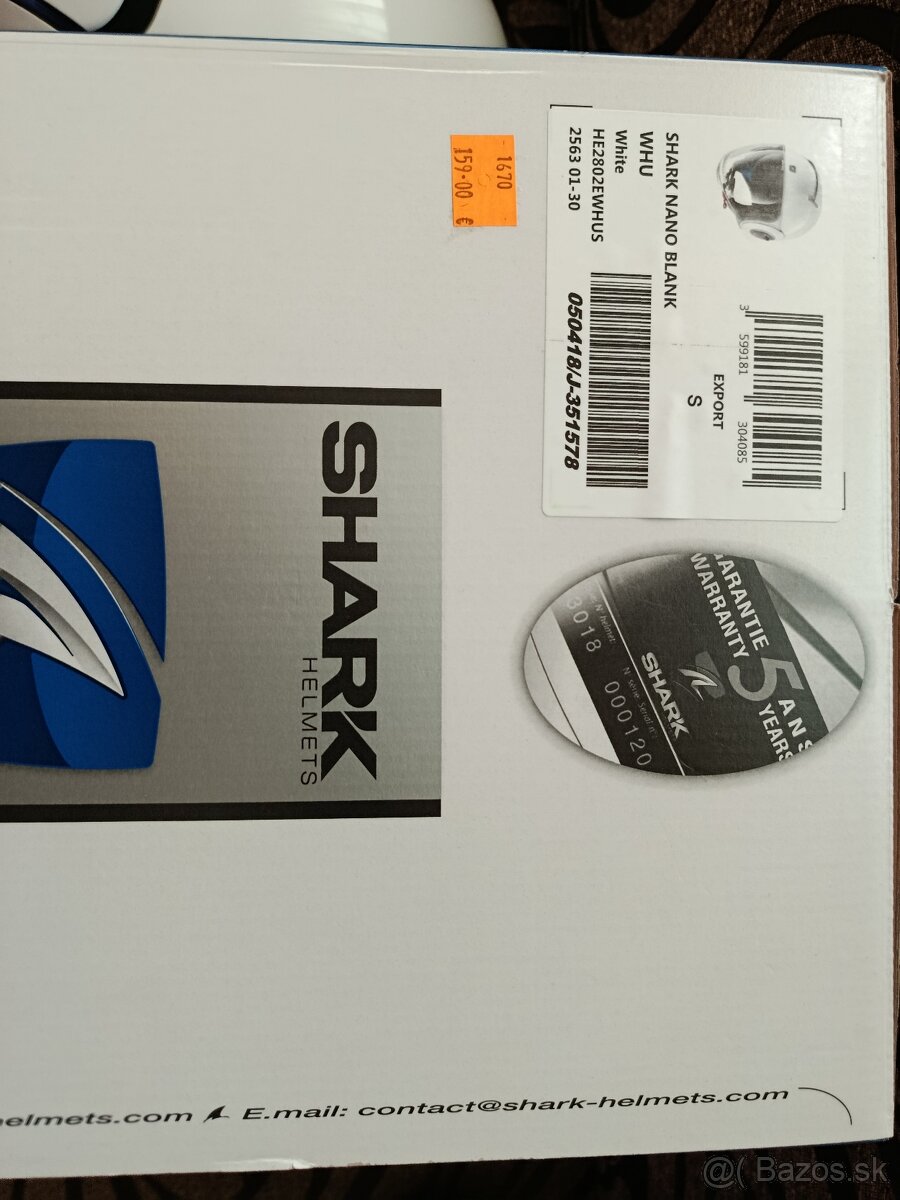 Predám prilbu Shark NANO BLANK - 6