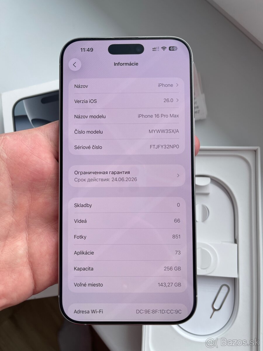 Predám iPhone 16 Pro Max 256GB biely v top stave - 6