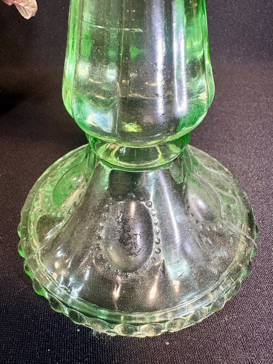 Secesny svietnik uránové sklo - 6