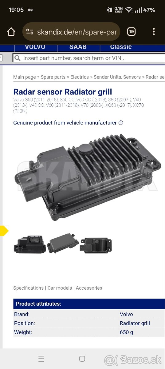 Volvo senzor pre adaptivny tempomat - 6