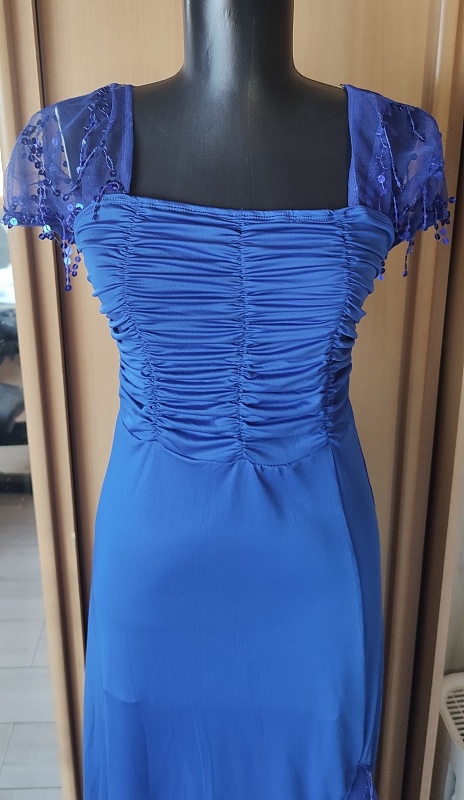 dlhé modre šaty S - 6