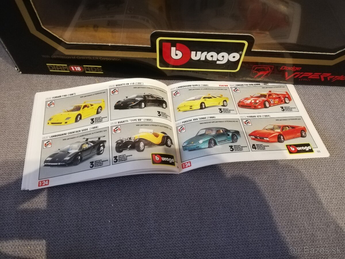 1:18 DODGE Viper RT10 1992 Bburago krabica+katalog - 6