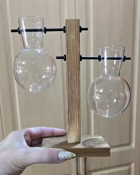 Kreatívna hydroponická váza s dreveným rámom NOVÝ - 6