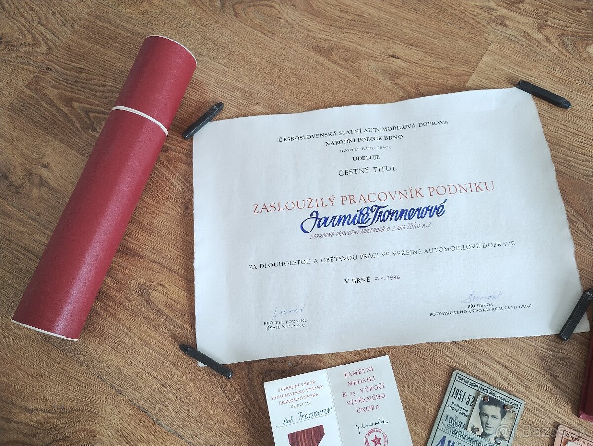 RETRO košile ČSAD s visačkami a odznakmi-nález z půdy - 6