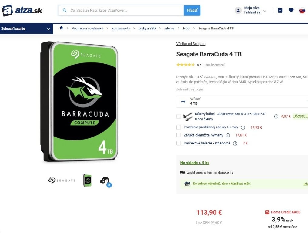 8 /6 /4 2/ TB Seagate Barracuda, Nepoužitý - Fólia - Záruka - 6