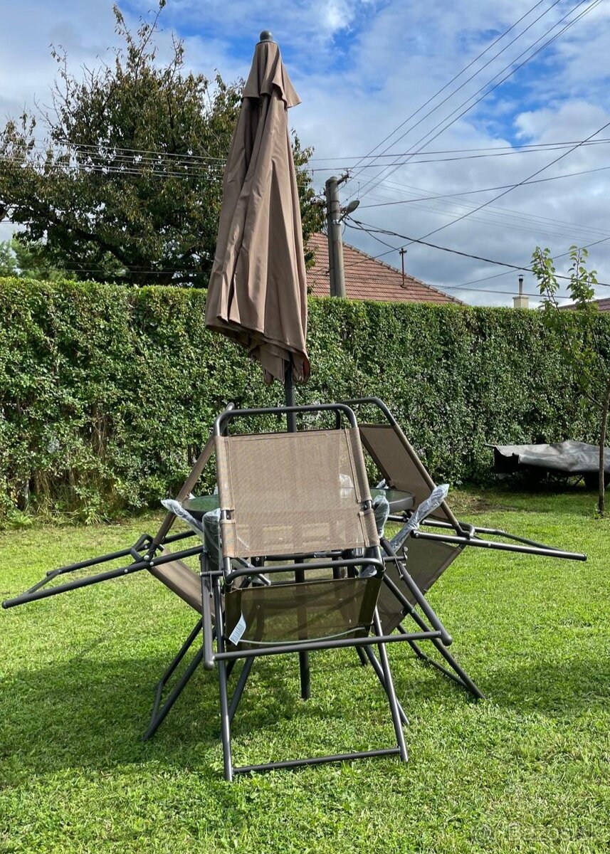 Záhradný slnečník so stoličkami-komplet set - 6