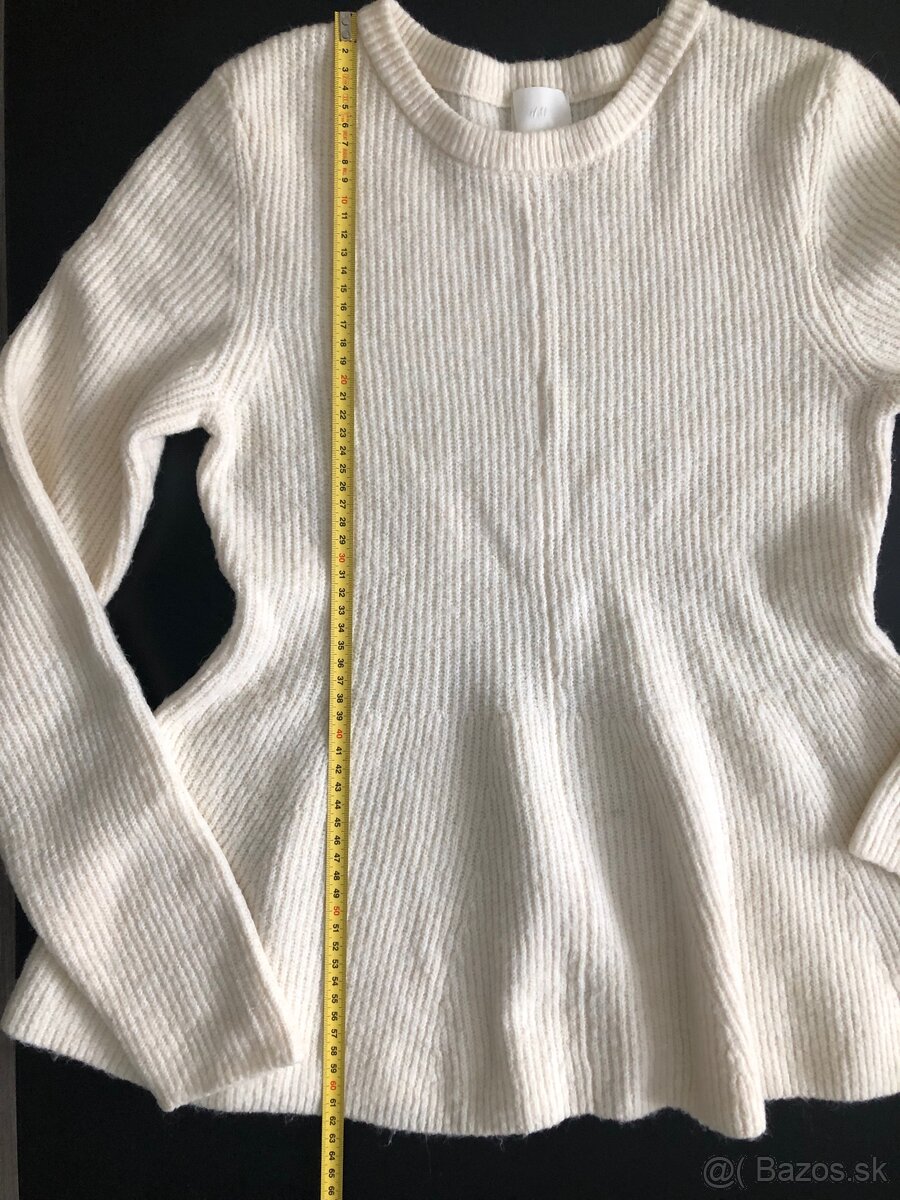 Biely vlnený sveter H&M, veľk. L - 6