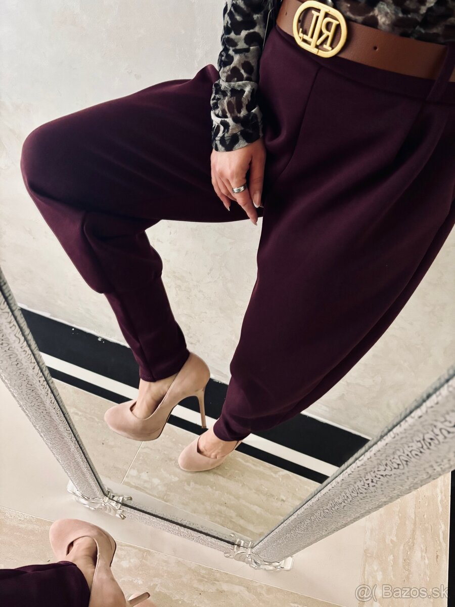 Damske mega nohavky bordo - 6