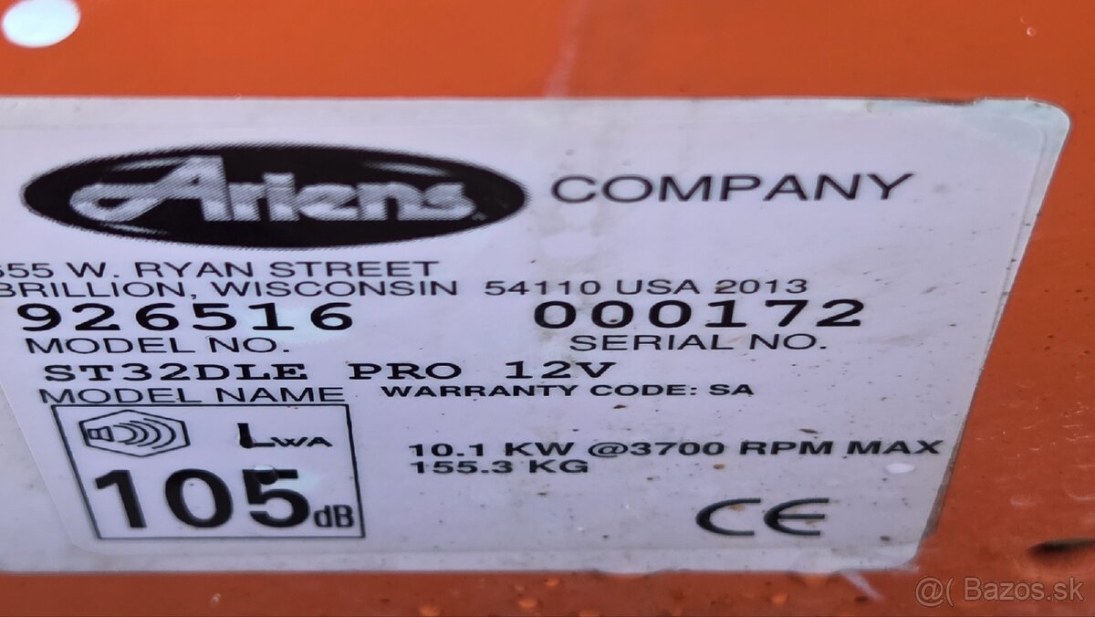 Predam snežnú frezu Ariens Profesional 32 - 6