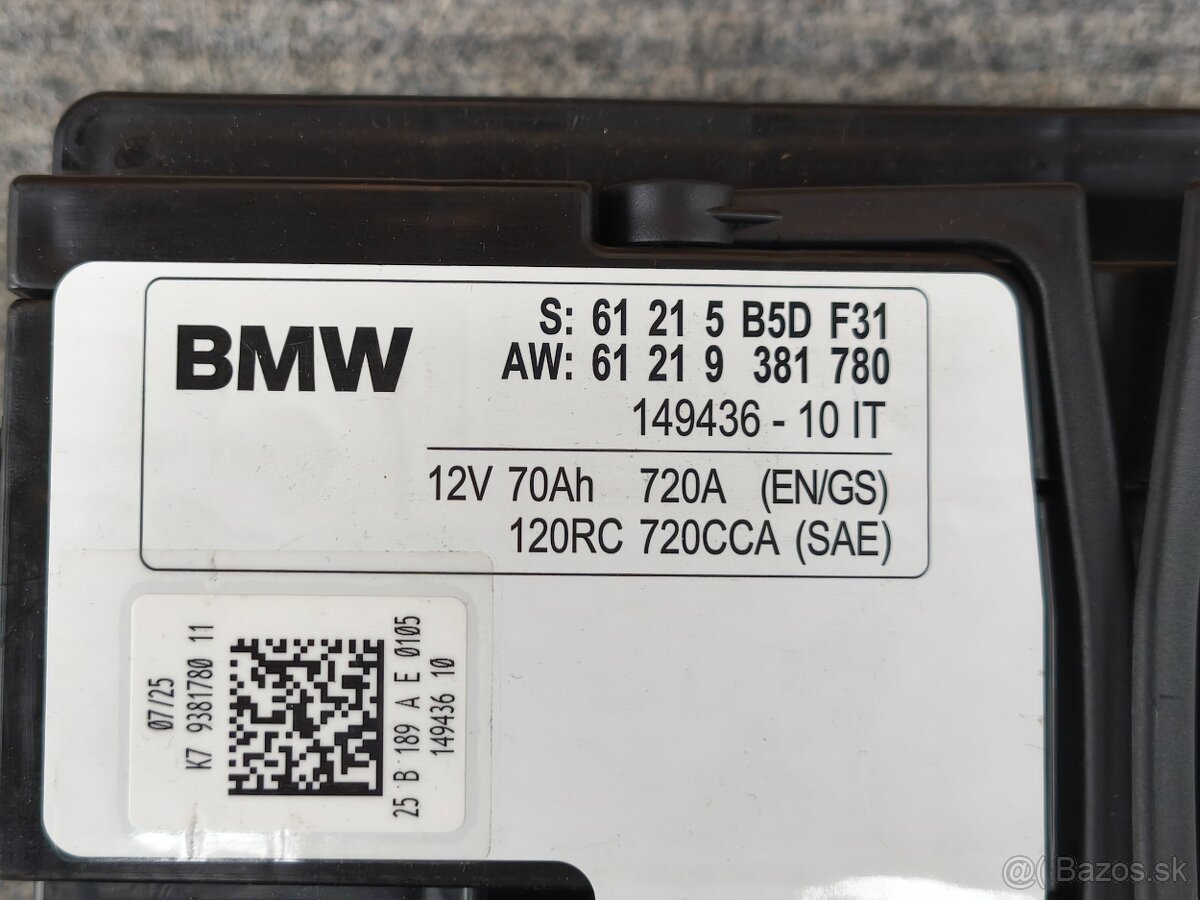 BMW Originálna AGM autobatéria 70Ah - Nová 07/25 - 6