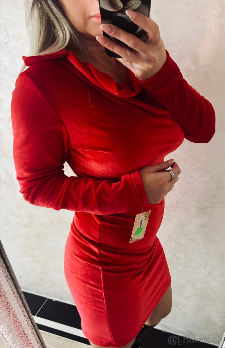 Damske plyšove šaty red - 6