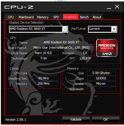MSI Radeon RX 5600 XT Mech OC 6GB - 6