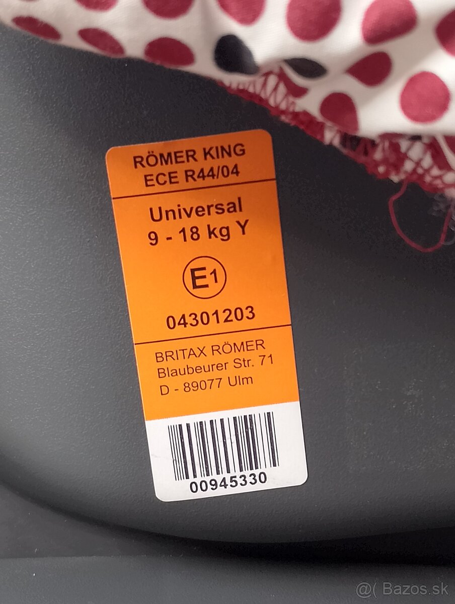 Predám autosedačku Britax Römer 9-18kg. - 6