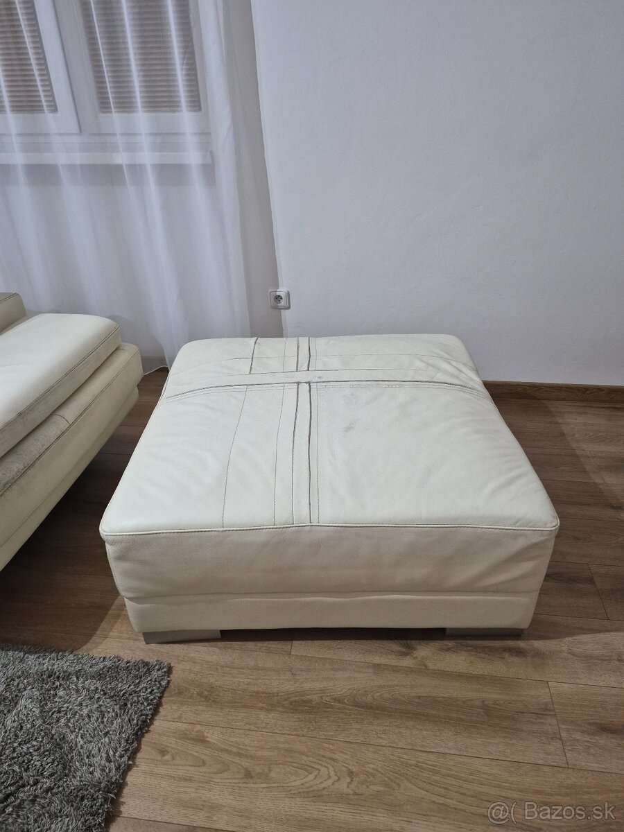Kožená sedacia súprava + taburetka - 6