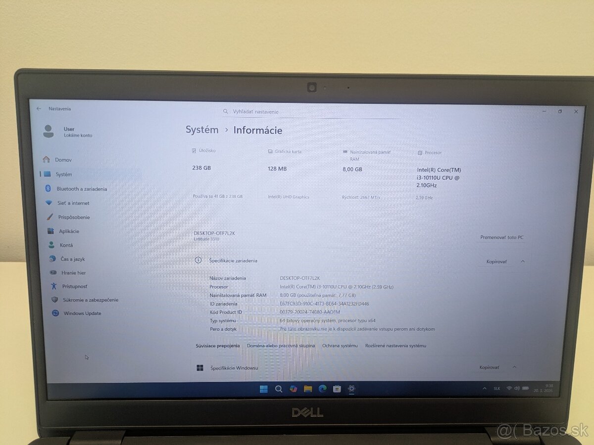 Dell Latitude 3510 (Core i3 10th gen / 8 Gb Ram / 256 SSD) - 6