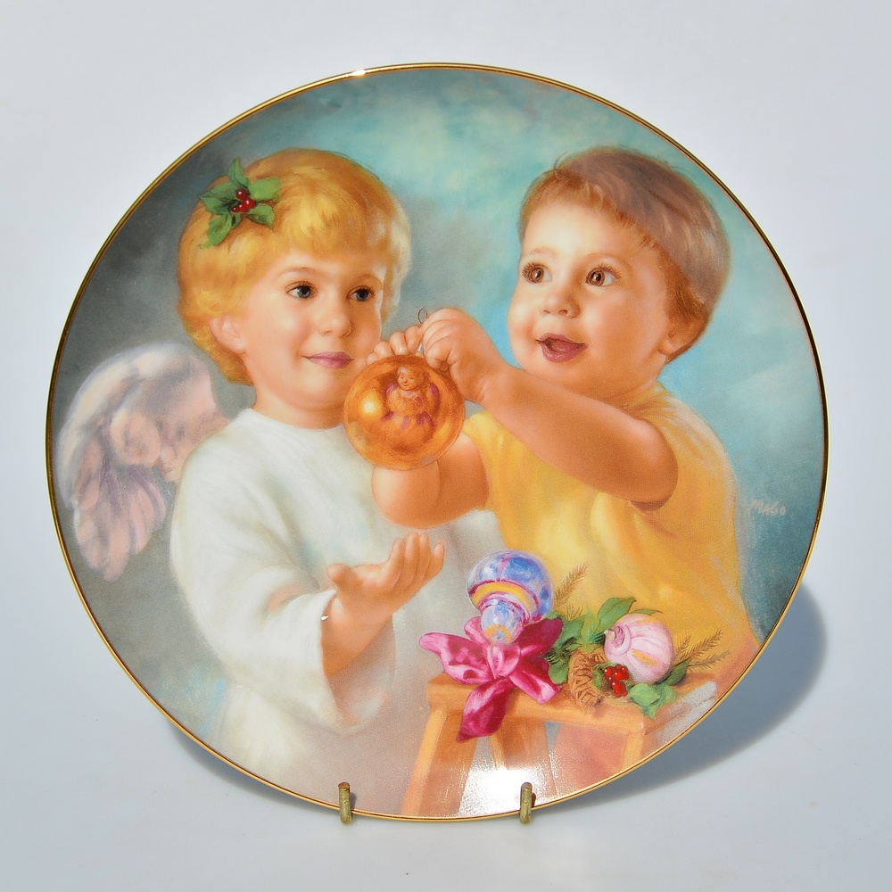 7 ks Porcelánové taniere - Anjel strážny a detičky - 6