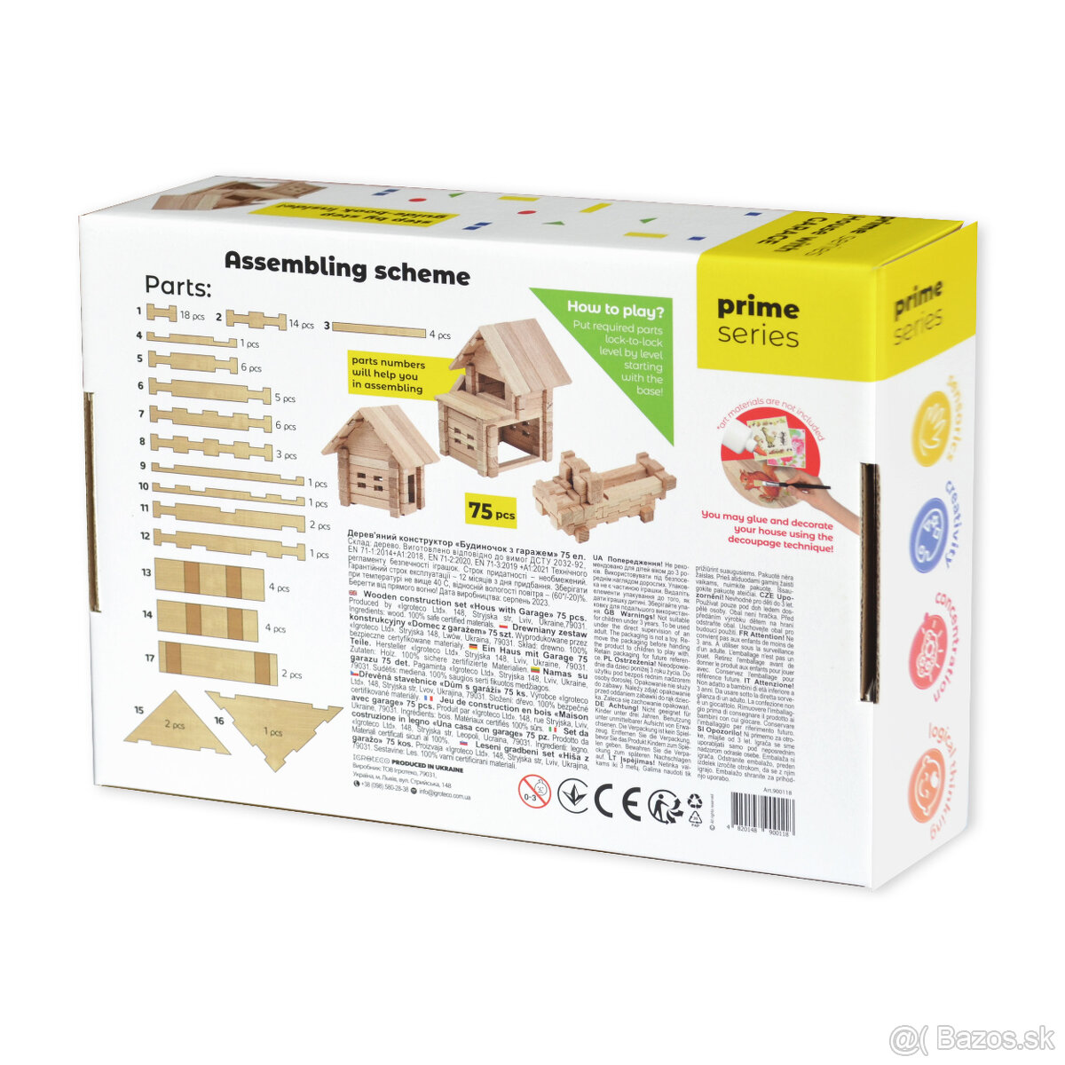 Drevená stavebnica domček s garážou–úplne nová, nerozbalená - 6