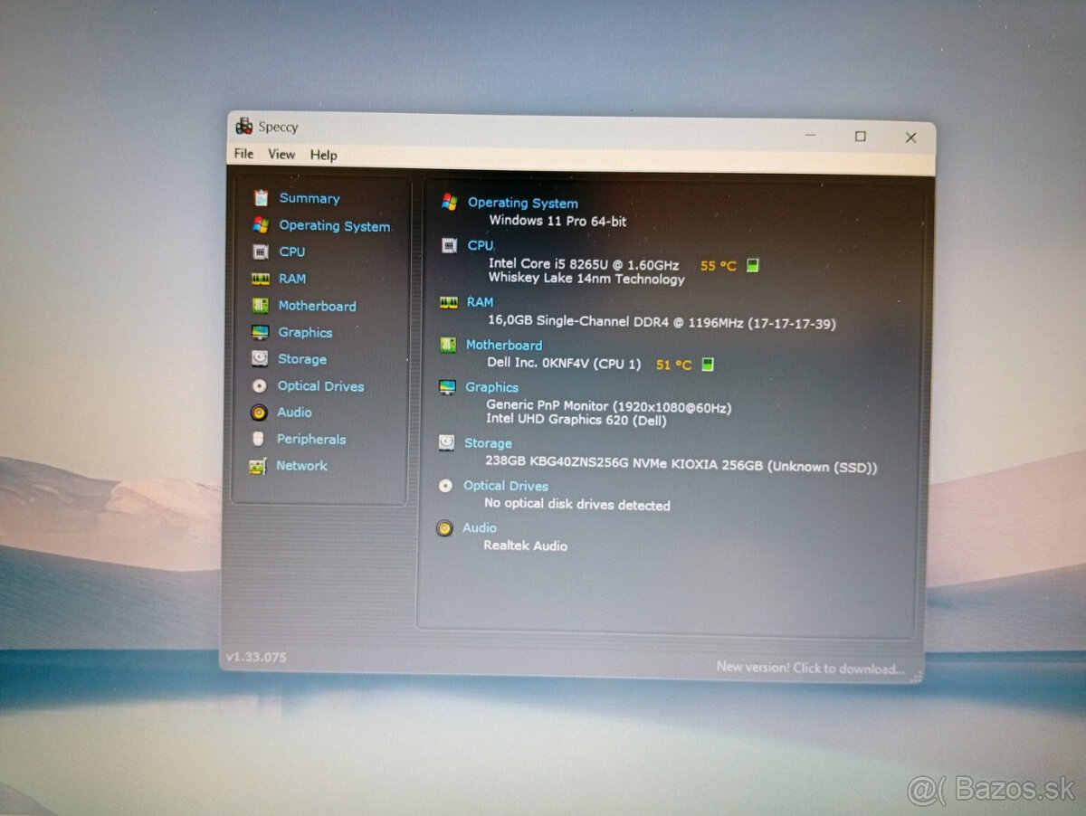notebook Dell 3500 - Intel Core i5-8265u, 16GB, 256GB SSD - 6