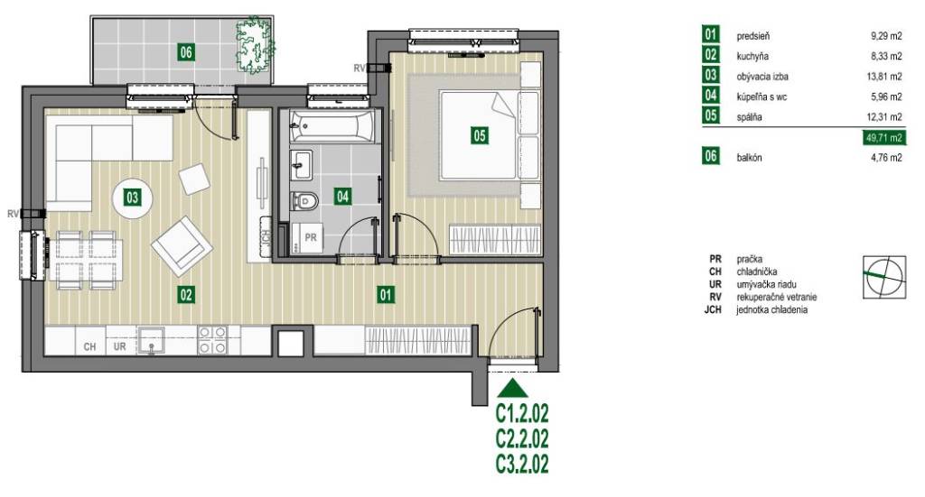 TOREA - ZELENÉ NIVY - 2i BYT SO ZÁHRADOU V BYT. DOME C - PEZ - 6