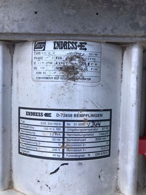 Požičanie / prenájom elektrocentrály Endress 2,2 kVA - 6