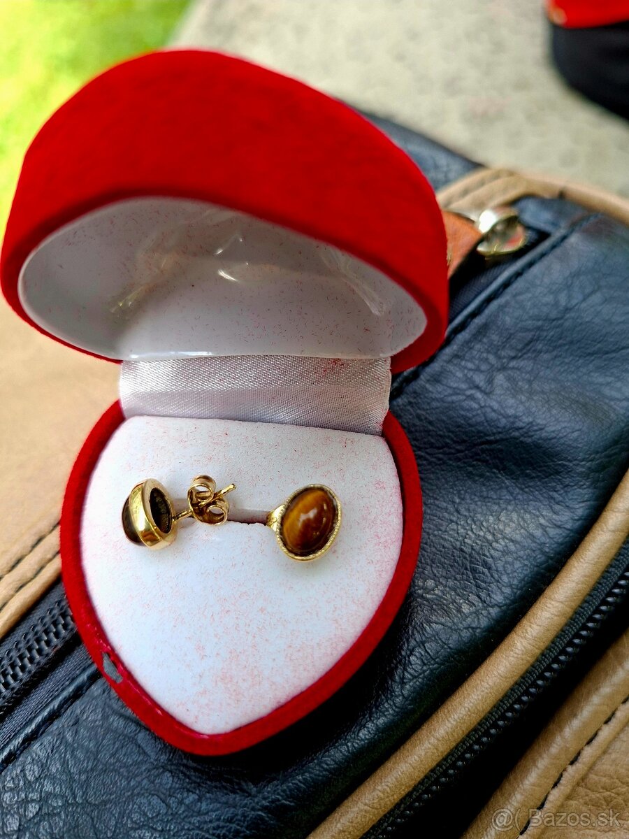 Zlate náušnice Tigrie oči 585 - 6