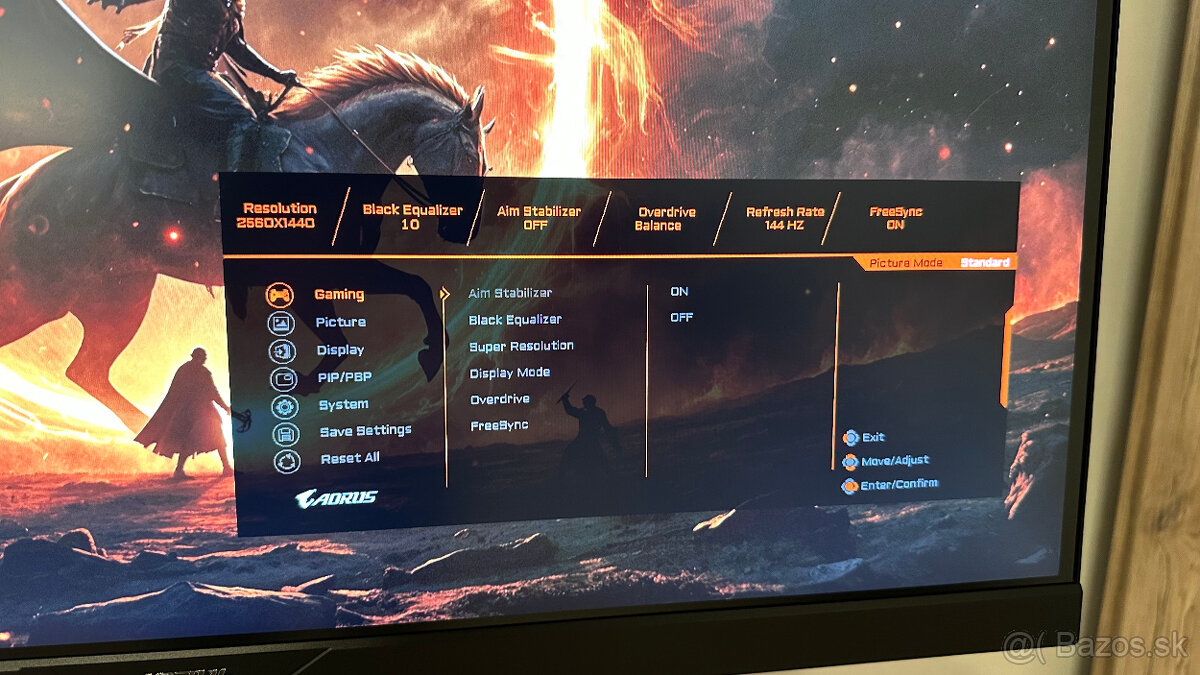 Predám Monitor Aorus AD27QD - IPS, 1440p, 144hz, HDR, G-Sync - 6