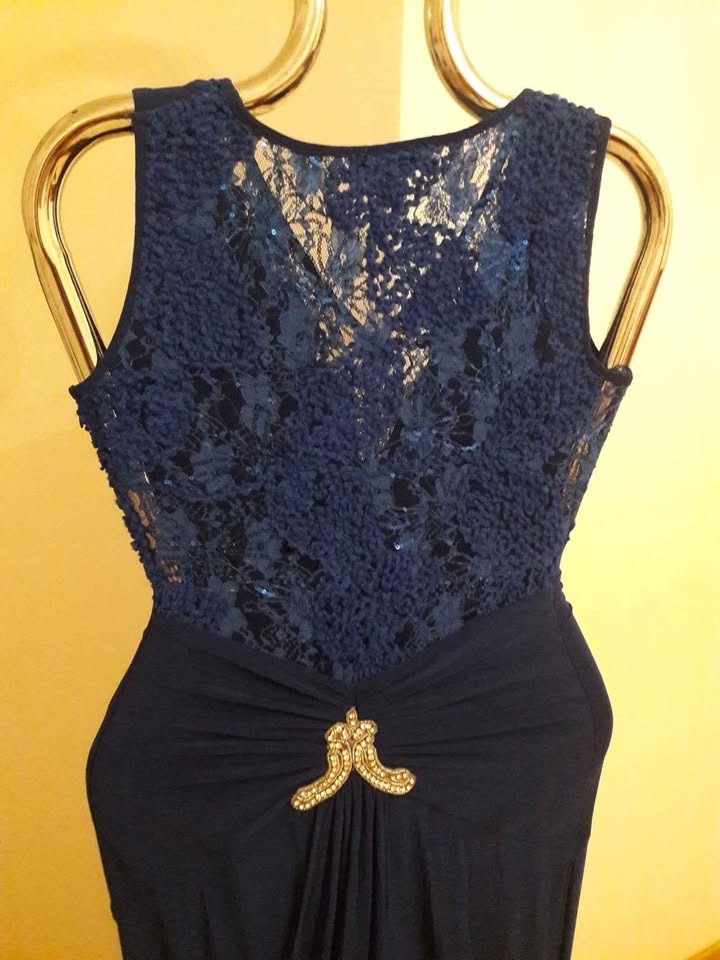 Dlhé modré spoločenské šaty s vlečkou veľ. 36 - 6