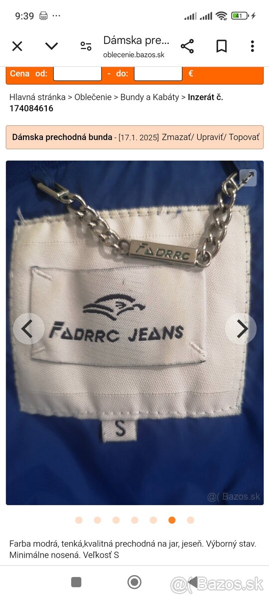 Dámska prechodná modrá bunda - 6