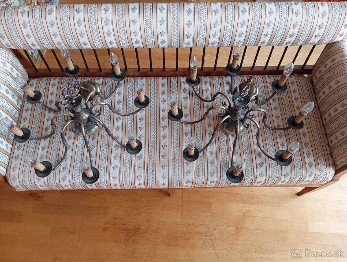 Pár elegantných 8 - ramennych bronzových lustrov •62 cm - 6