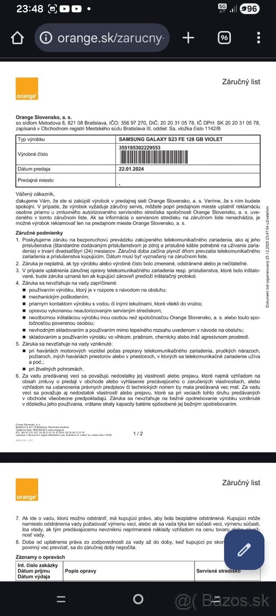 Mobilný telefón Samsung Galaxy S23 FE 5G, 8/128G. - 6