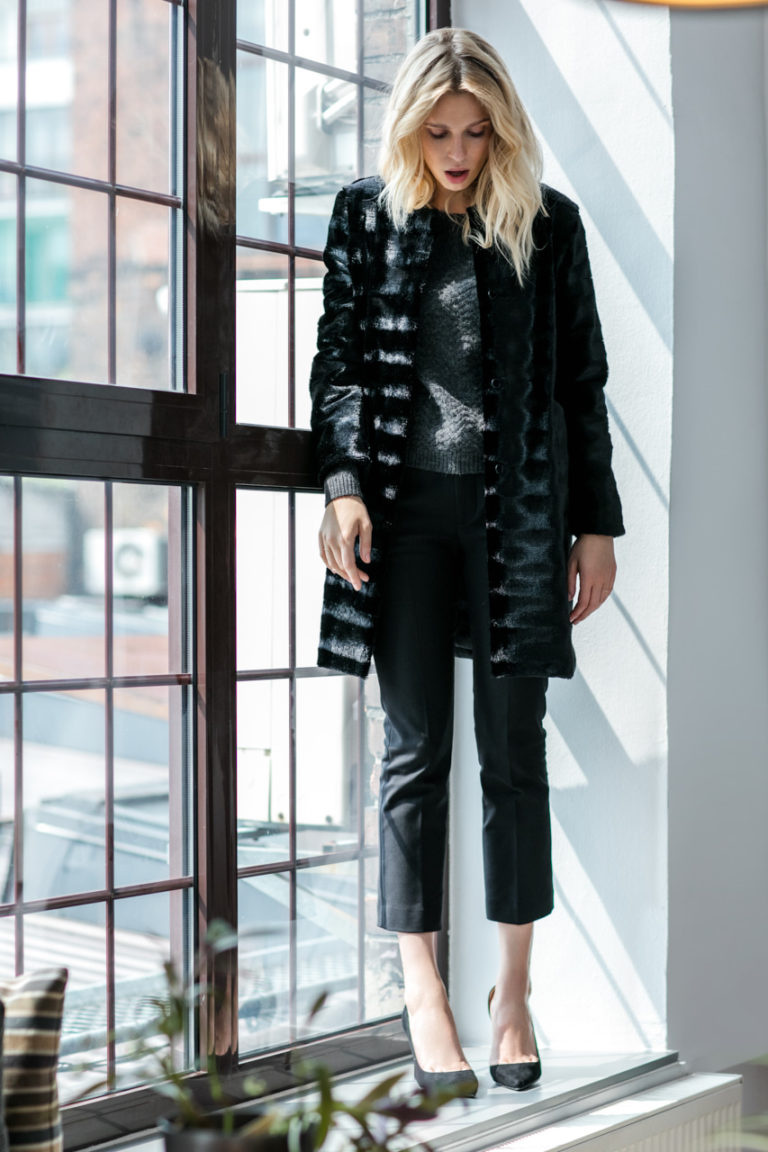 MLE Collection čierny kožuch umelý XS - 6