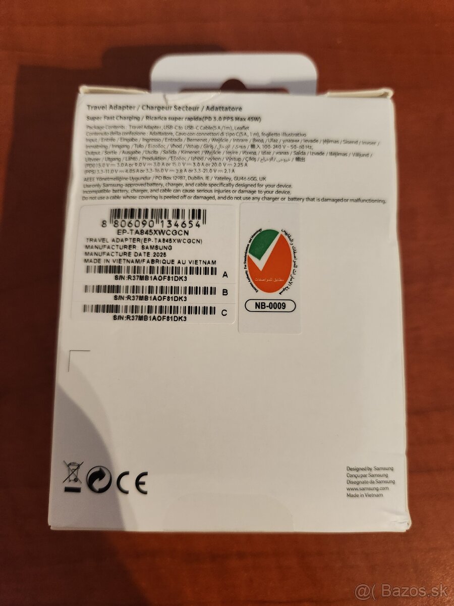 Originálna 45W nabíjačka Samsung C to C, biela - 6