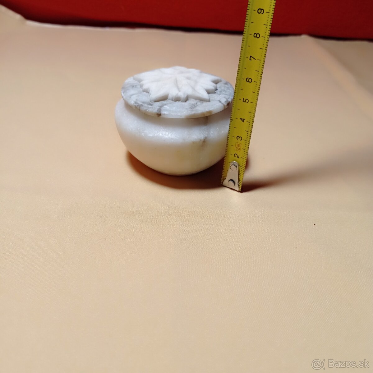 okrúhla mramorová dózička - starožitnosť - 6