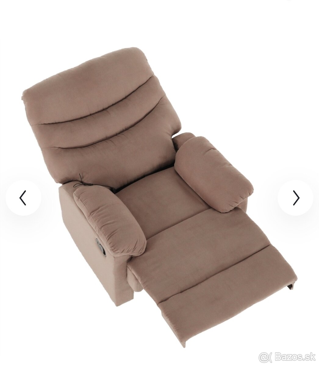 Masážne polohovacie kreslo, sivobéžová Taupe látka, LAMBERT - 6