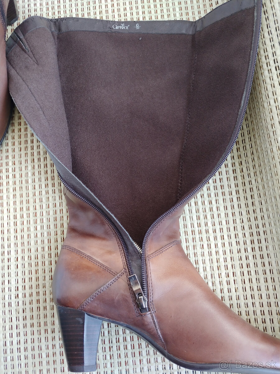 Zateplene kozene cizmy, gastanova farba, velkost 39 - 6