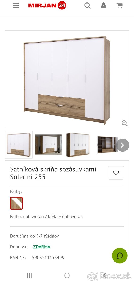 Šatníková skriňa sozásuvkami Solerini 255 - 6