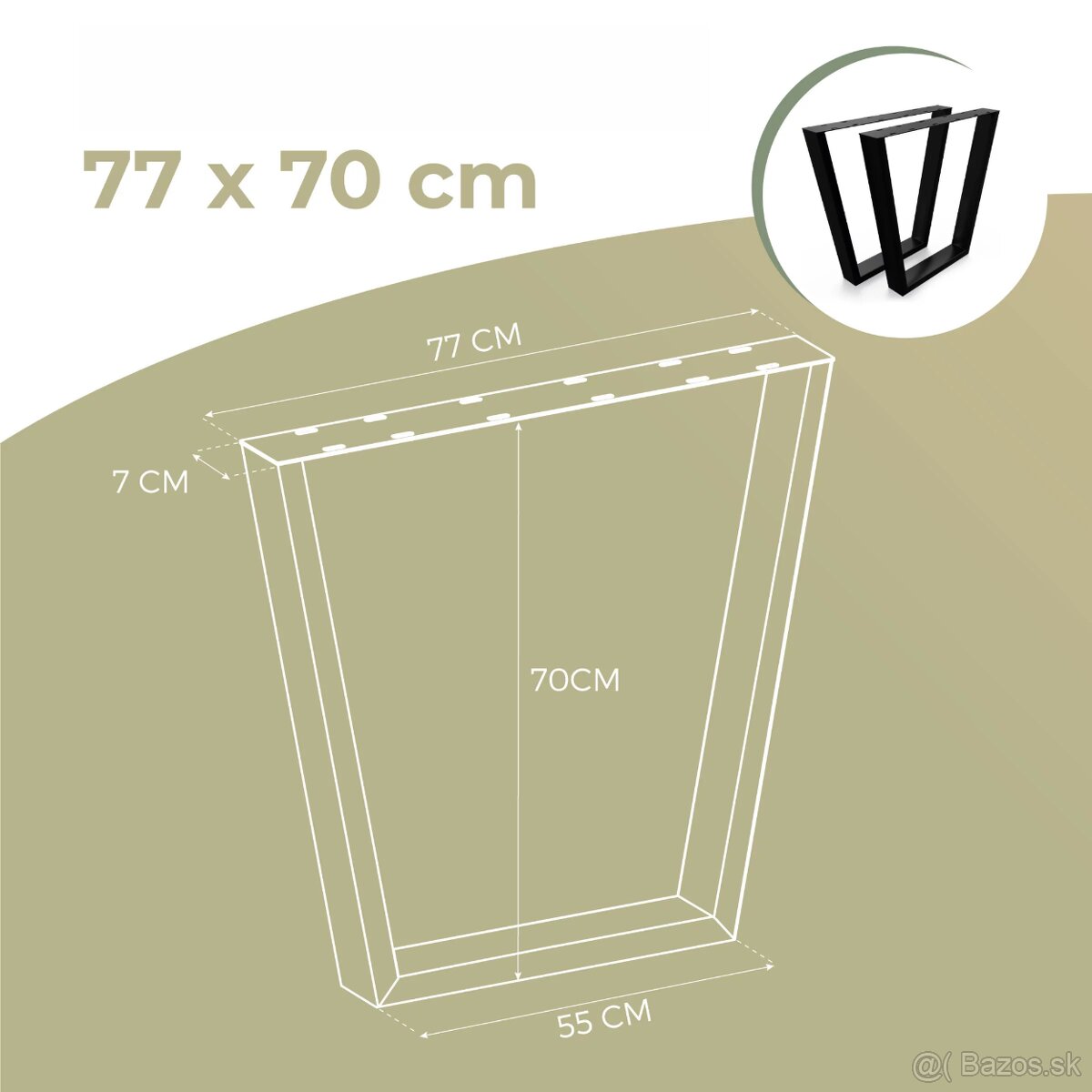 Stolové nohy, kovové v tvare V čierne 2 ks - 6