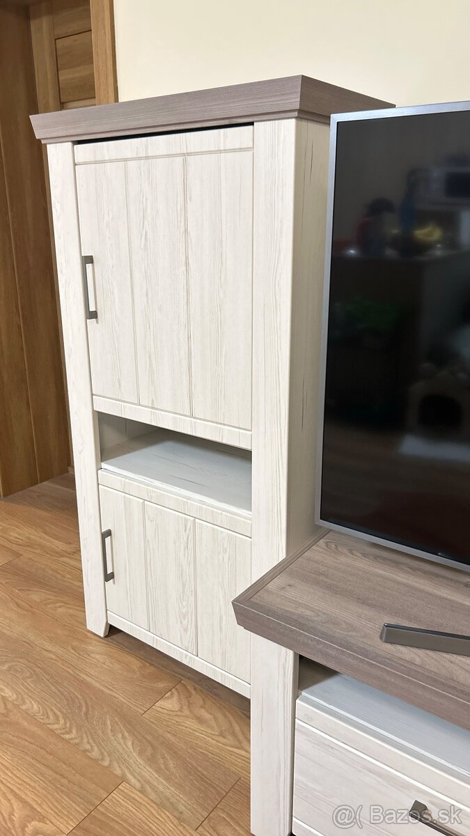 Obývacia stena Cruz, kombi, bielená pínia/šedý dub - 6