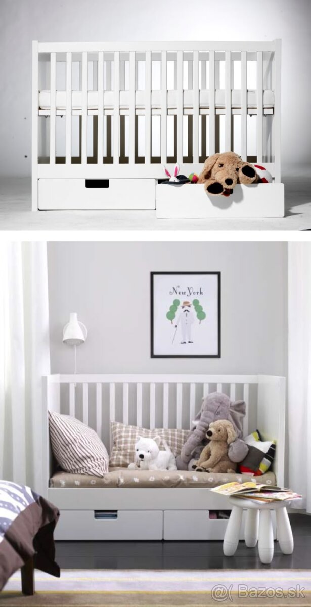 Detská postieľka IKEA Stuva v dobrom stave (120x60 cm) - 6