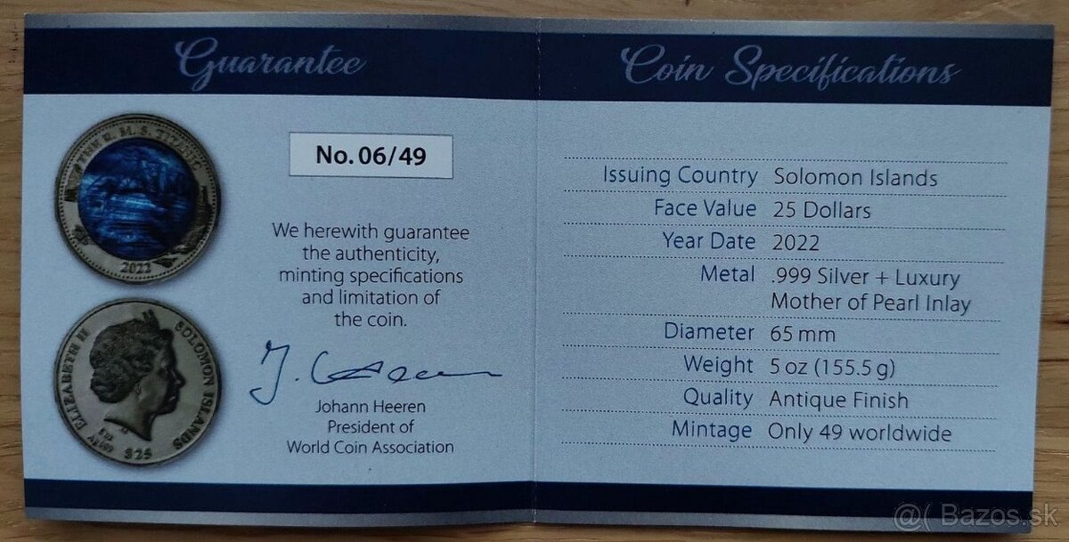 5 oz Titanic stříbrná mince Antique Finish, emise 49 kusů - 6