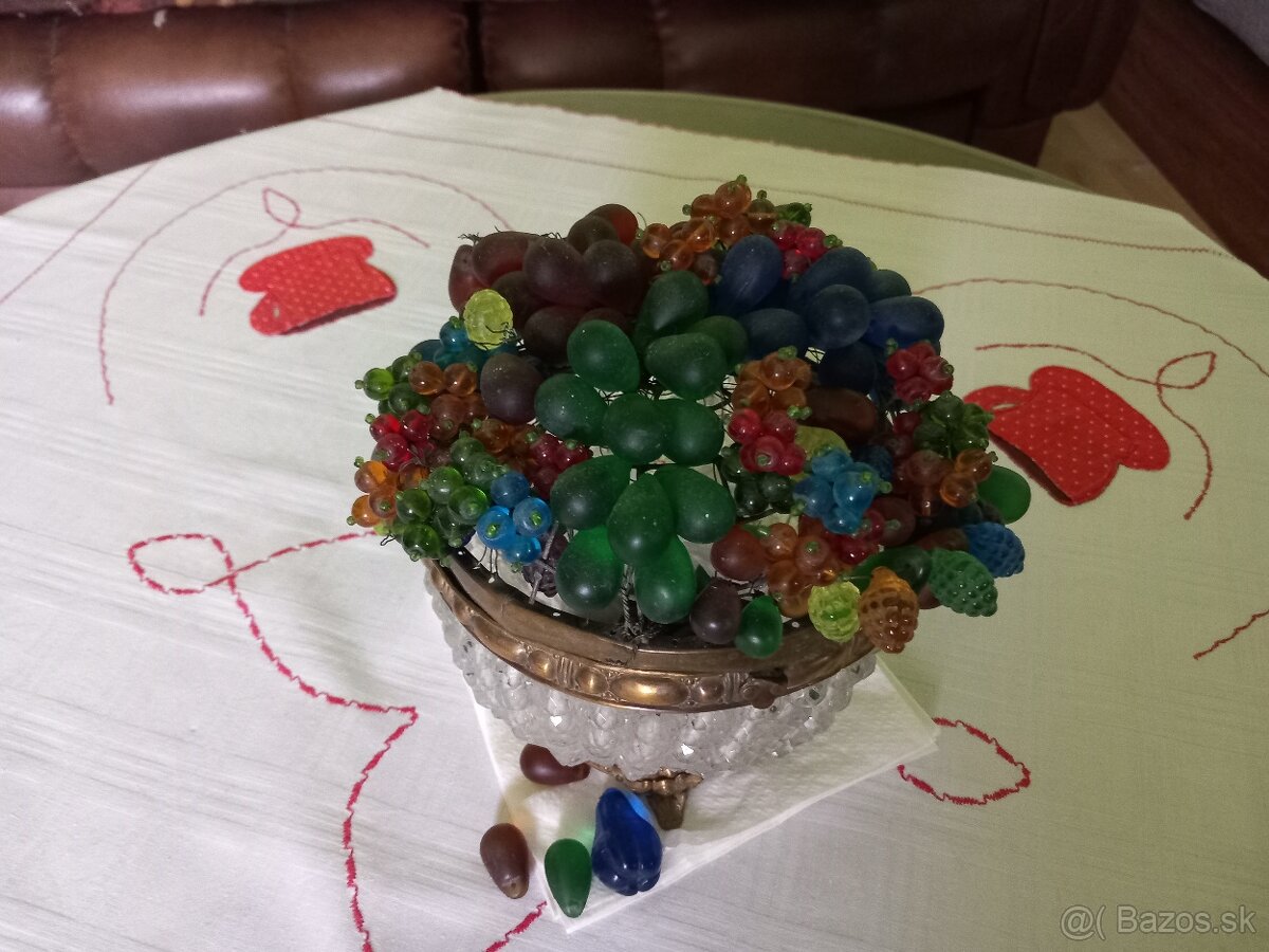 Sklenené ovocie v miske,československo - 6