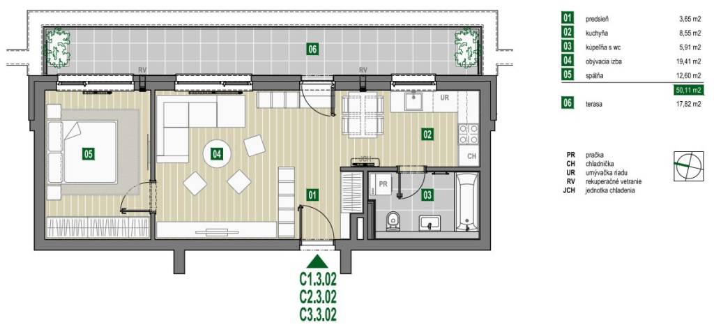 TOREA - ZELENÉ NIVY - 2i BYT S TERASOU V BYT. DOME C - PEZIN - 6