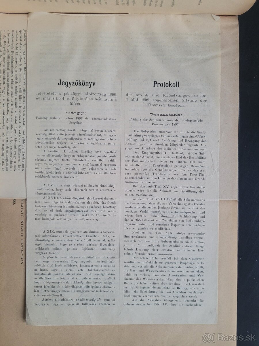 Inventár hlavného mesta Bratislava 1895-1899 rare - 6