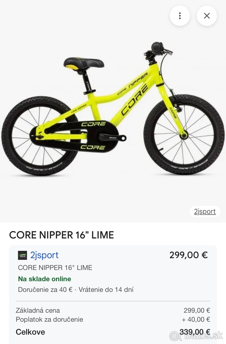 detský bicykel 16” Nipper Core 6,9kg - 6