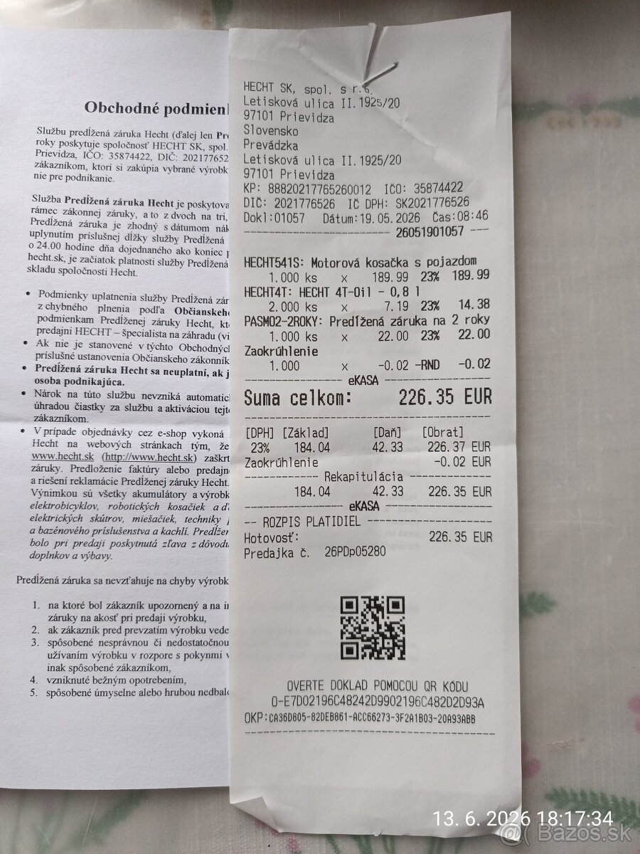 Ponúkam na predaj kosačku Hecht. - 6