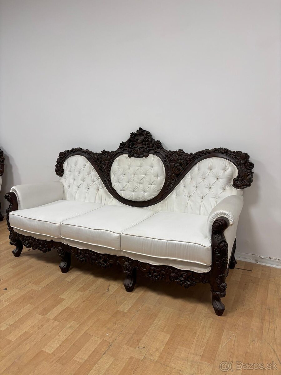 Sedačka v drevenom ráme,biela,ŠTÝLOVÁ-ZĽACNENÁ - 6